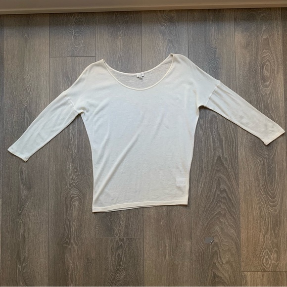 Aritzia Babaton Top Sweater 3/4 Length Sleeve Wool Round Neck Cream Size XS - Picture 10 of 14